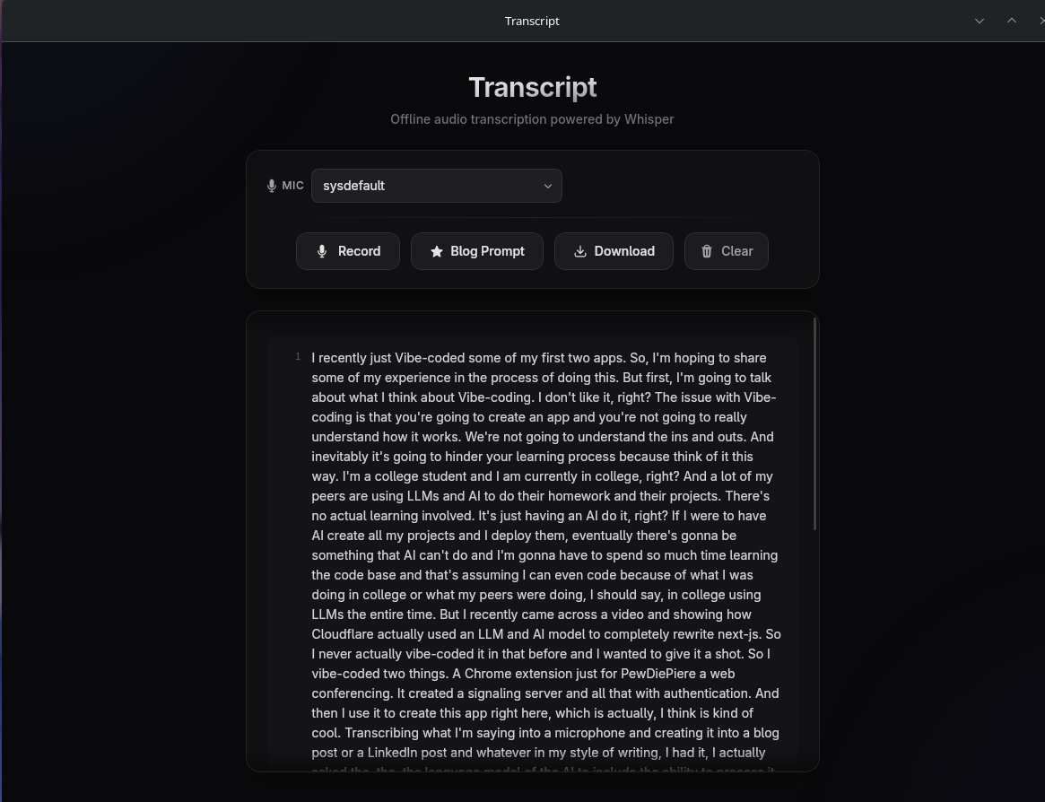 Transcription App Screenshot